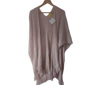 Roller Rabbit Long Flowy Cardigan Shawl Sweater One Size Pink May Cape Sweater